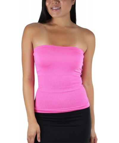 Seamless Layering Tube Top with Built-in Shelf Bra - Full Length - Fuchsia - CF193RSK3Z0 $22.55 Bras