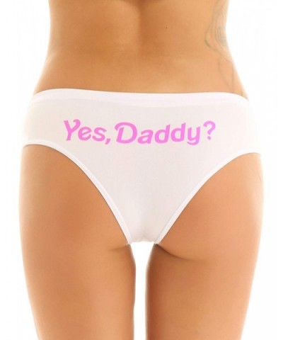 Women's Soft Cotton Bikini Briefs Yes Daddy Letter Print Naughty Panties Thong Underwear - White - CB199N9U8S0 $23.58 Panties