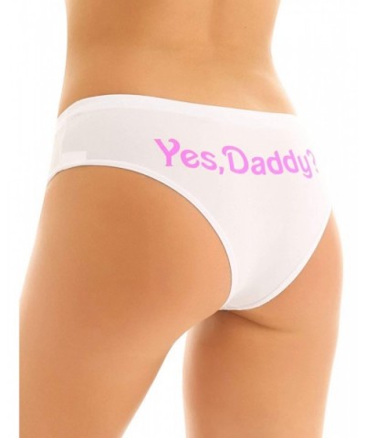 Women's Soft Cotton Bikini Briefs Yes Daddy Letter Print Naughty Panties Thong Underwear - White - CB199N9U8S0 $23.58 Panties