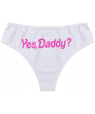 Women's Soft Cotton Bikini Briefs Yes Daddy Letter Print Naughty Panties Thong Underwear - White - CB199N9U8S0 $23.58 Panties