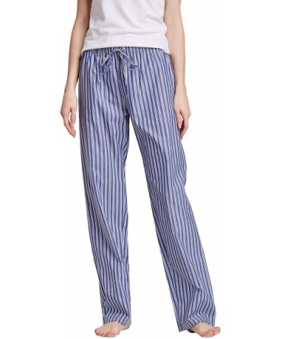 Women's 100% Cotton Woven Poplin Sleep Pajama Pants - Navy Stripe - C018WNET933 $22.91 Bottoms