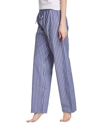 Women's 100% Cotton Woven Poplin Sleep Pajama Pants - Navy Stripe - C018WNET933 $22.91 Bottoms