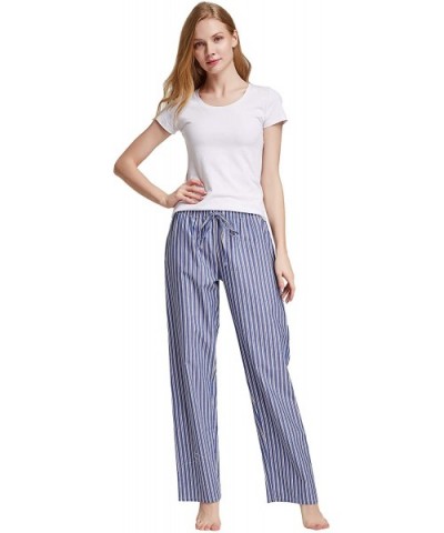 Women's 100% Cotton Woven Poplin Sleep Pajama Pants - Navy Stripe - C018WNET933 $22.91 Bottoms