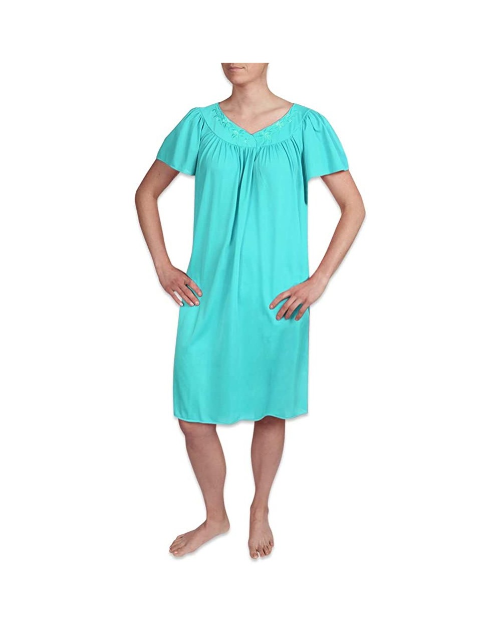 Women's Nightgown - Mid Aqua - CI120OQFVAT $51.88 Nightgowns & Sleepshirts