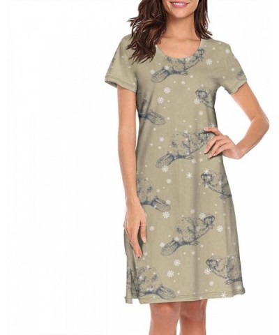 Women's Girls Crazy Nightgowns Nightdress Short Sleeve Sleepwear Cute Sleepdress - Hand Drawn Silhouettes - C2192YL897K $49.5...