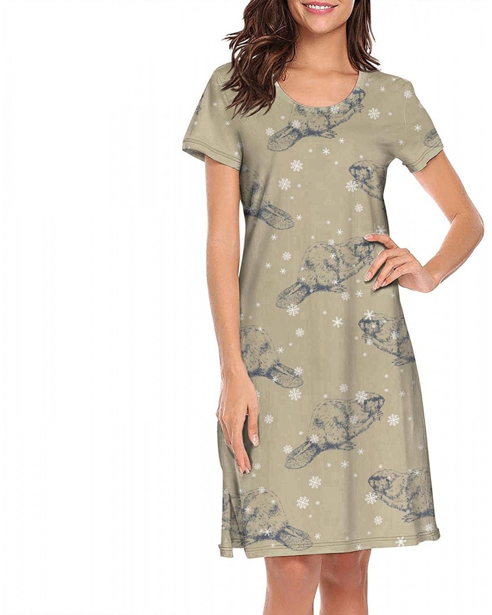 Women's Girls Crazy Nightgowns Nightdress Short Sleeve Sleepwear Cute Sleepdress - Hand Drawn Silhouettes - C2192YL897K $49.5...