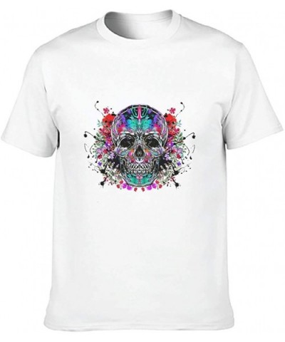 Skull Crazy Cotton T Shirt Mens Soft Plus-Size Tee - White - CN19DSIDQKS $33.95 Undershirts