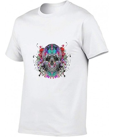 Skull Crazy Cotton T Shirt Mens Soft Plus-Size Tee - White - CN19DSIDQKS $33.95 Undershirts