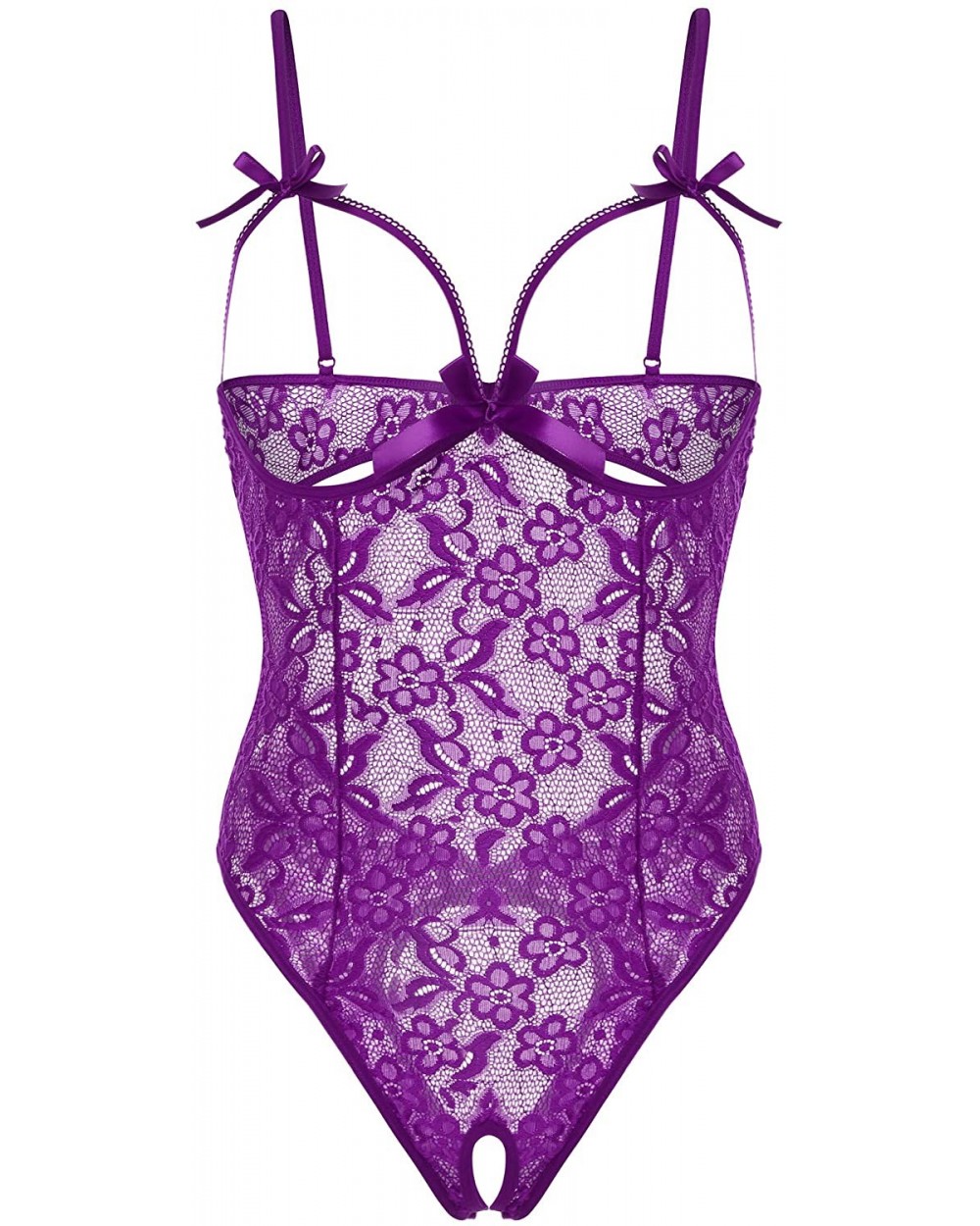 Women Teddy Lingerie One Piece Lace Babydoll Bodysuit Nightie Dark Red - Purple - CK18W4336NZ $29.30 Baby Dolls & Chemises