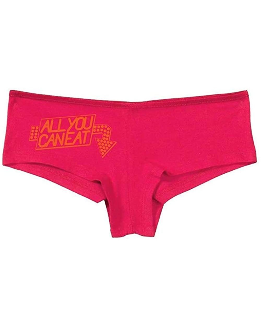 Women's All You Can Eat Hot Booty Fun Sexy Boyshort Fuchsia Pink - Fuchsia Pink/Orange - CT11UPI0GET $21.28 Panties