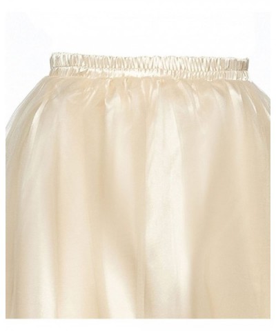 Women's Long Petticoat Skirt Hoopless Satin Slip Sheer Mesh Full Length - Silver - CA18D627E8S $41.33 Slips