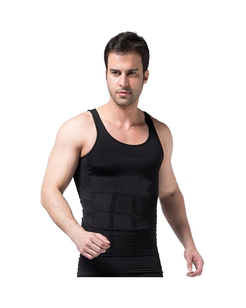 Surker Mens Slimming Body Shaper Vest Shirt Abs Abdomen Slim(Black- Small) - CZ11SMFL3UD $23.13 Undershirts