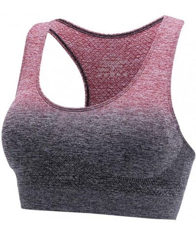 Running Bra for Womens Sports Padded Ombre Seamless Yoga Bra Medium Impact Workout - Wine - CJ18HYN5MYN $20.31 Accessories