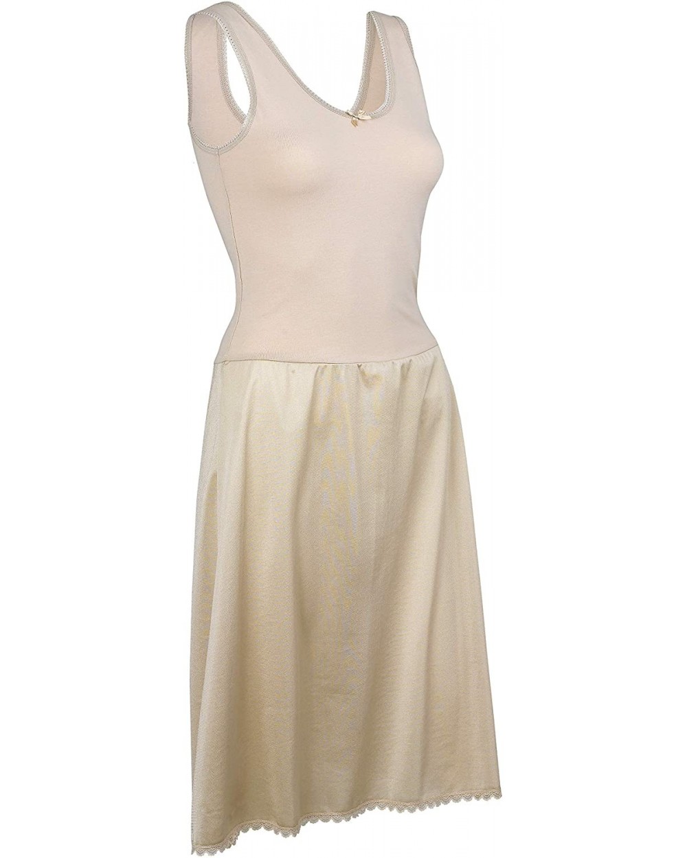 Sleeveless Full Length Slip for Women - 100% Cotton - Elegant Lace Trim-38-24 Length-Nude - C712CTAV0NP $28.93 Slips