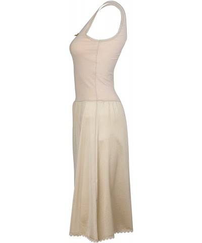 Sleeveless Full Length Slip for Women - 100% Cotton - Elegant Lace Trim-38-24 Length-Nude - C712CTAV0NP $28.93 Slips