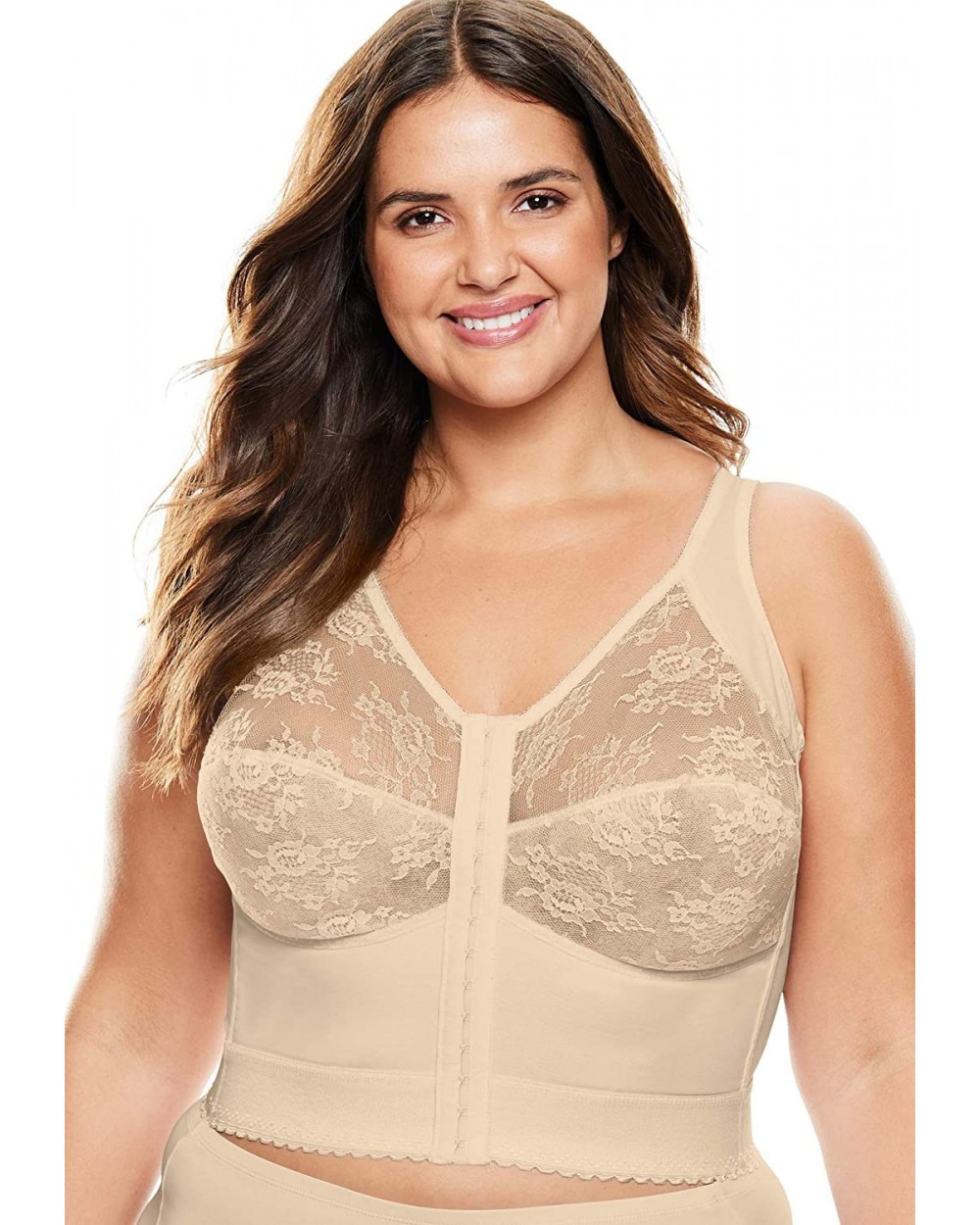 Women's Plus Size Longline Posture Bra - Beige (5522) - CN110TRX8EV $63.78 Bras