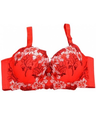 Female Sexy Embroidered Girl Adjustable Bras Sexy Lingerie Body Beauty Underwear - Red - CQ18YDCADGC $21.84 Camisoles & Tanks