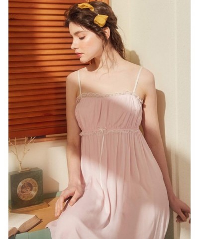 Womens Sleepwear Nightgown-Spaghetti Strap Nightdress Cotton Sleeveless Victorian Nightshirt - Pink - CJ18RTK26A3 $27.70 Nigh...