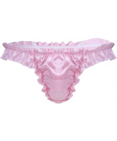 Men's Soft Stain Sissy Lingerie Pouch Panties T-Back Bikini Briefs Nightwear Underpants - Pink - C819CZRGGO2 $23.65 Briefs