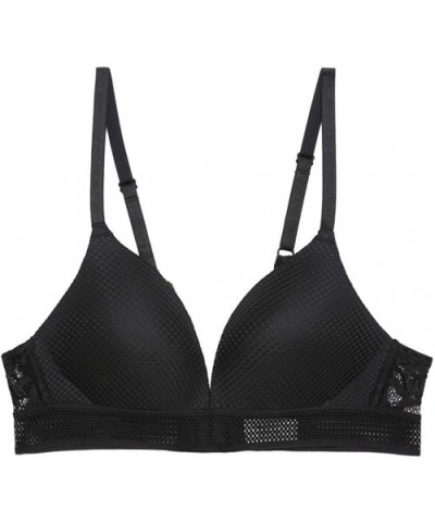 Women's Everyday Lace Sexy Bras Wirefree Lace T-Shirt Bra Demi Bra & Panties Set - Black - CQ18W6X7U8D $26.12 Bras