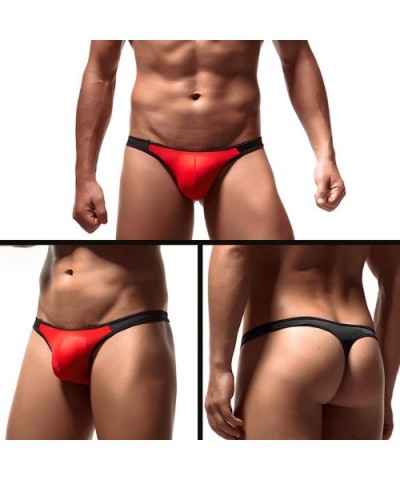 Men's Thongs Underwear Sexy Briefs Ice Silk Breathable Underwear Low Rise G-Strings Bikinis Undershorts Pack - Blackstrings-4...