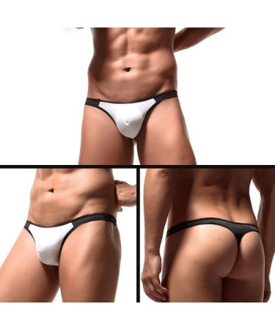 Men's Thongs Underwear Sexy Briefs Ice Silk Breathable Underwear Low Rise G-Strings Bikinis Undershorts Pack - Blackstrings-4...