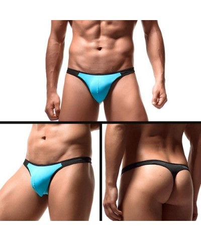 Men's Thongs Underwear Sexy Briefs Ice Silk Breathable Underwear Low Rise G-Strings Bikinis Undershorts Pack - Blackstrings-4...