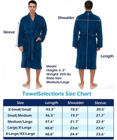 Men's Plush Spa Robe Fleece Kimono Bathrobe - Navy - CO11QU7BPRV $63.86 Robes