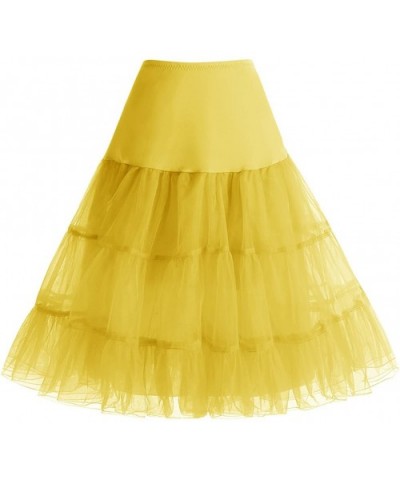 Women's Vintage 50s Petticoat Skirts Crinoline Tutu Underskirt Dress - Yellow - CD182HRAZ72 $37.03 Slips