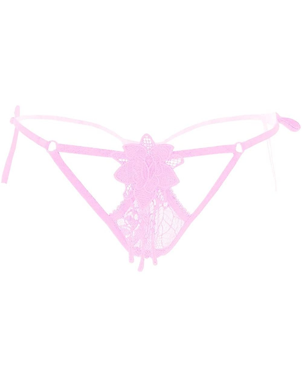 Women Sexy Strappy G-String Panty with Flower Pattern - Pink - CT18Z8YRHCK $13.10 Panties