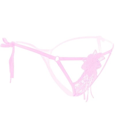 Women Sexy Strappy G-String Panty with Flower Pattern - Pink - CT18Z8YRHCK $13.10 Panties