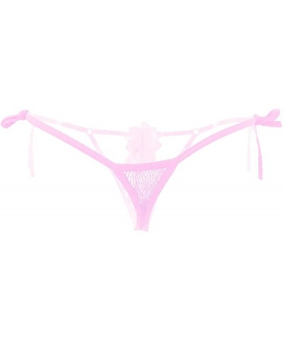 Women Sexy Strappy G-String Panty with Flower Pattern - Pink - CT18Z8YRHCK $13.10 Panties