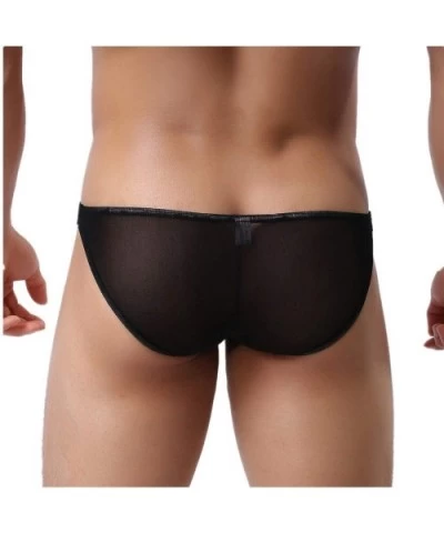 Mens Sexy Underwear Shorts Underpants Perspective Pouch Soft Briefs Panties Lingerie - Black - CG18XGARMAR $12.91 G-Strings &...