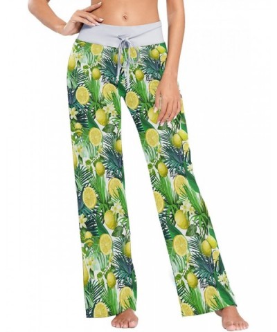 Branch of Fresh Citrus Lemon White Flowers Women's Pajama Pants Lounge Sleep Wear - Multi - C019C9HMSIM $38.14 Bottoms