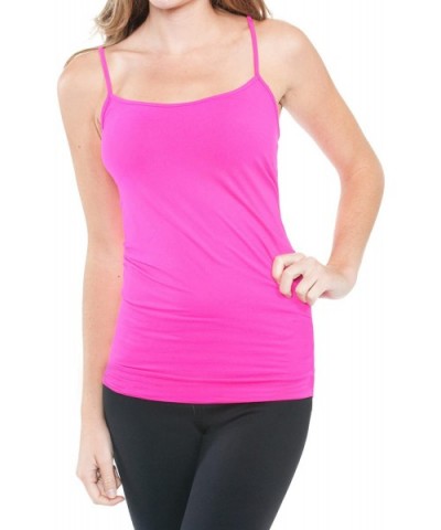 Women's Contemporary Long Basic Camisole - Neon Fuschia - CE12DLMHUET $32.95 Camisoles & Tanks