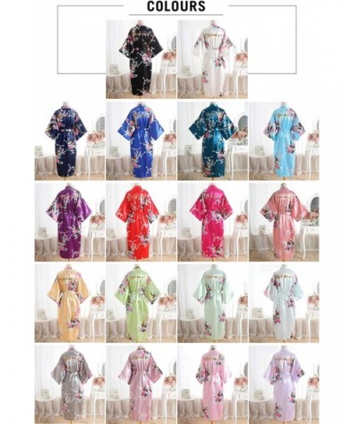 Glitter Bride Bridesmaid Robes Dressing Gown Kimono Satin Party Peacock Nightgown Nightwear - Skyblue Bride - C818QWEZ42Y $40...