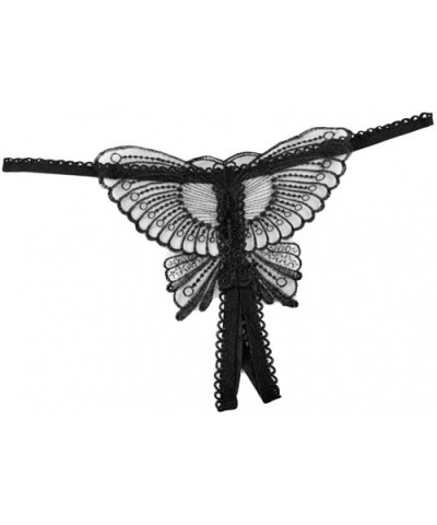 Women Butterfly Panties Lace Thongs Panties G-String Underwear - Black - C518U98AL5O $14.22 Panties