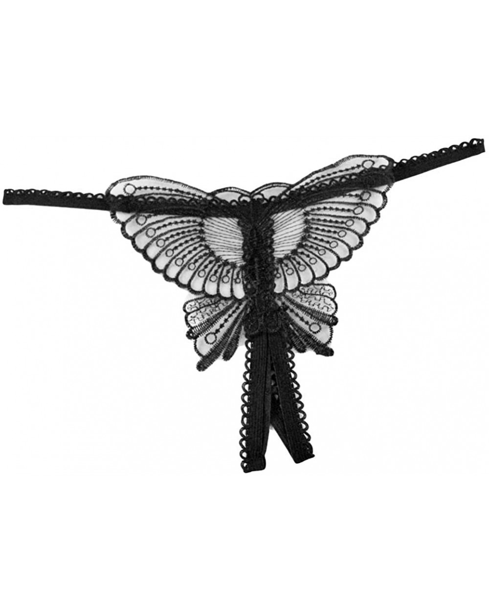 Women Butterfly Panties Lace Thongs Panties G-String Underwear - Black - C518U98AL5O $14.22 Panties