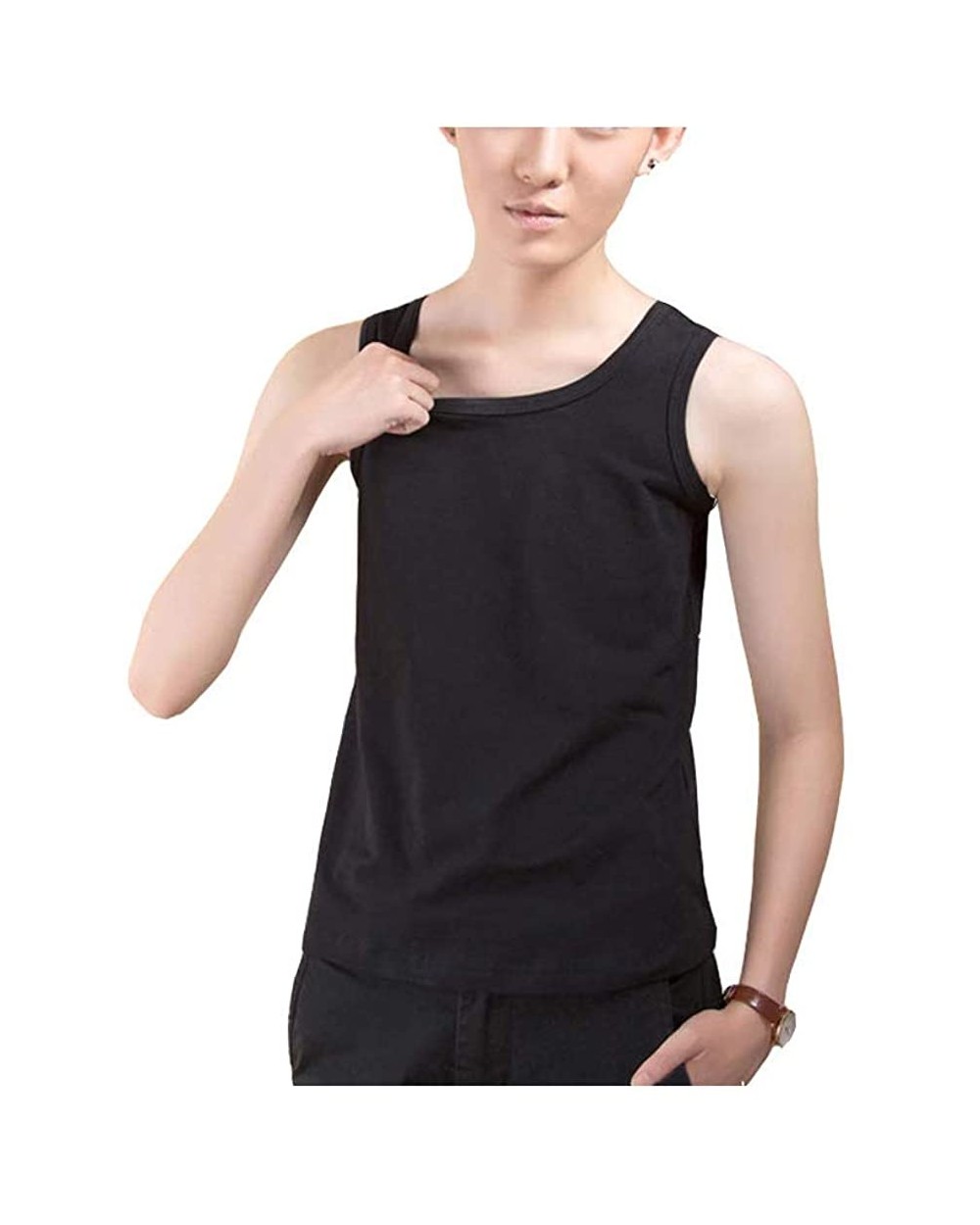 Slim Fit Corset for Women Tomboy Lesbian Flatten Breast Build-in Chest Binder Colorful Tank Top Vest - Black - CM199RZNWU8 $5...