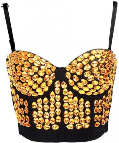 Women's Rhinestone Beaded Push up Bustier Club Party Crop Top Vest Bodice Short Corset - 2 - CT18LQZ0L06 $74.84 Bustiers & Co...