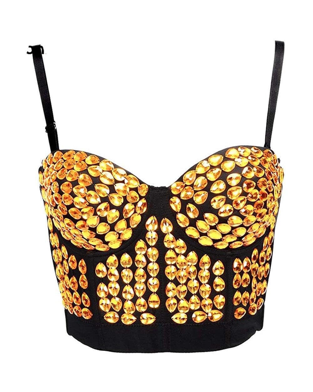 Women's Rhinestone Beaded Push up Bustier Club Party Crop Top Vest Bodice Short Corset - 2 - CT18LQZ0L06 $74.84 Bustiers & Co...