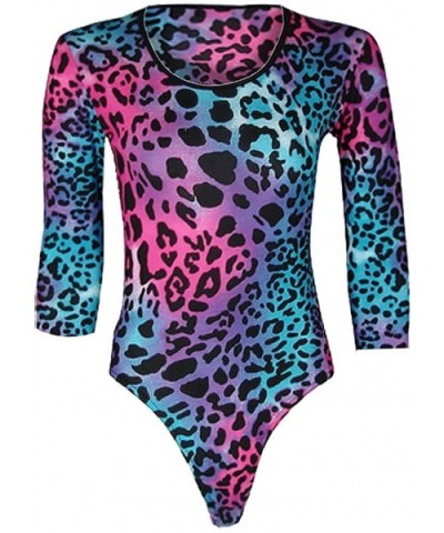 Women's Sleeveless Sexy Leotard Cami Racker Bodysuit - Neon Leopard - C912DT76BCD $28.08 Shapewear