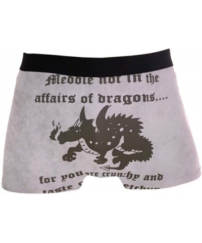 Mens No Ride-up Underwear Pit Bull Dog Boxer Briefs - Dragons - C518Y23HRIK $26.58 Boxer Briefs