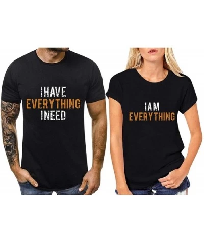 Couples Matching Tee Shirts Short Sleeve Round Neck Valentine Letter Print Blouse Tops for Women Black I Am Everthing - CA193...