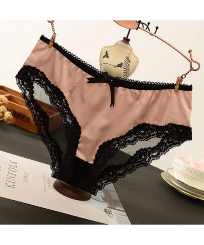 Womens Sexy Lace Mesh Strappy Briefs Ladies Comfortable Seamless Underpants - Beige 5 - CV1967YT2C8 $11.73 Baby Dolls & Chemises