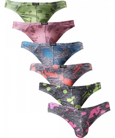 Men's Camouflage Thong Underwear Sexy Low Rise T-Back Underwear - 6 Pack - CZ18DRSOYUZ $32.09 G-Strings & Thongs