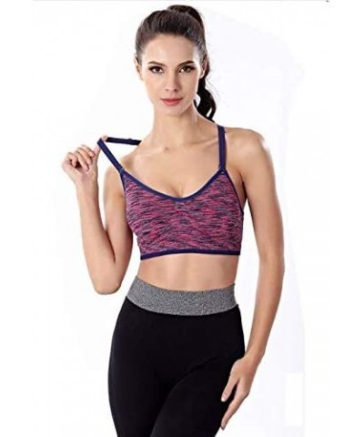 Women's Comfort Sports Bra Low Support Workout Yoga Bras Wire Free Padded Seamless Stretchy Removable Yoga Bras - Pink - CX18...