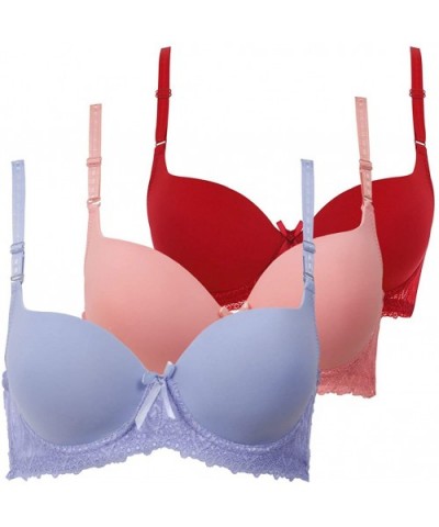 Bras for Women 3Pack Underwire Full Coverage Bra Contour Everyday Bras with Lace - Assortive a - CL196WYZY2A $32.76 Bras