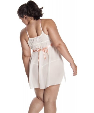 Women's Plus Size Chiffon Babydoll with G-String 5207x (1x-6x) - Peach - C912OD3SZ31 $66.97 Baby Dolls & Chemises