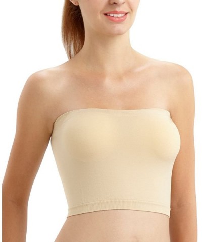 Women's Basic Stretch Seamless Tube Top - Beige - CP1287E2L9F $14.06 Bras